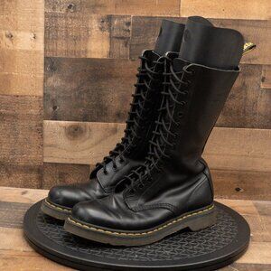 DR MARTENS 1914W WOMENS BOOTS BLACK LEATHER COMBAT PUNK GRUNGE RETRO SIZE 9